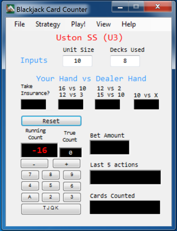 Software de Barajas Blackjack